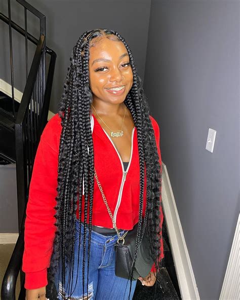 medium knotless braids with beads|medium knotless boho box braids.